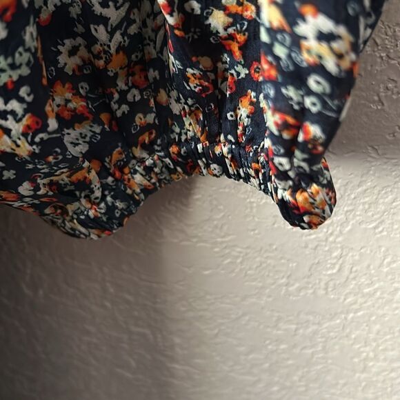 Caralyn Mirand The Drop Size 2X Navy Floral Long Sleeve Faux Wrap Front Dress - Picture 6 of 8